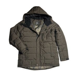 Buffalo David Bitton Green Puffer Jacket with Hood and camo lining